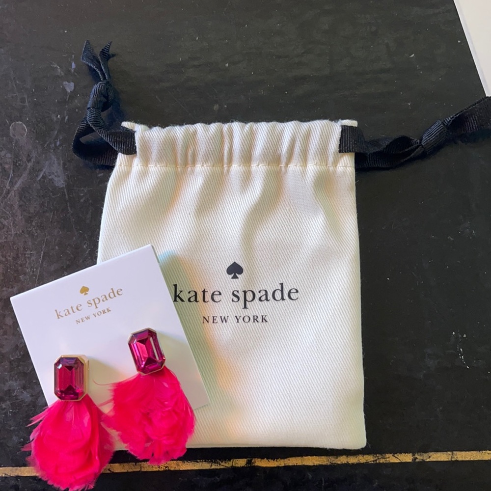 Kate Spade In Full Feather Earrings NWT